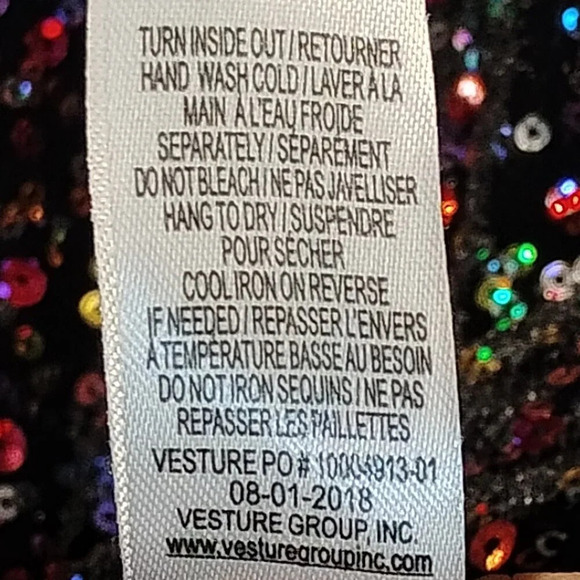 ZUNIE Black Rainbow Sequins Sleeveless V Neck Lined Dress in Size 10 - Picture 4 of 9